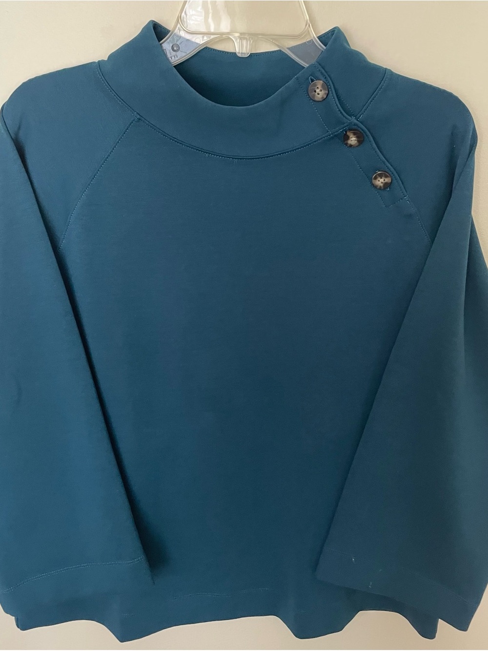 NWOT J .Jill Blue Mock Turtleneck 3/4 Sleeve Knit Top Sz Small